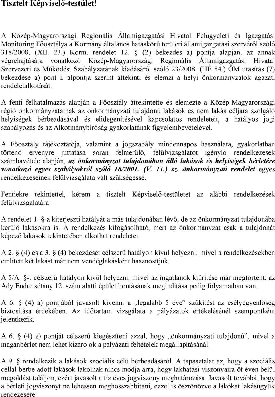 ) Korm. rendelet 12.
