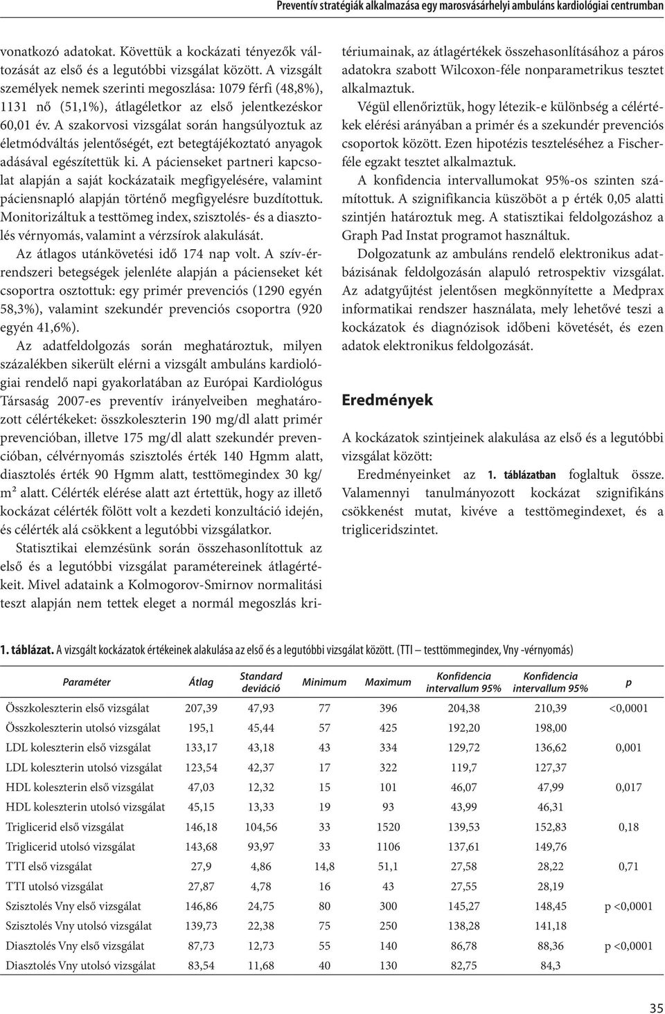 A szakorvosi vizsgálat során hangsúlyoztuk az életmódváltás jelentőségét, ezt betegtájékoztató anyagok adásával egészítettük ki.