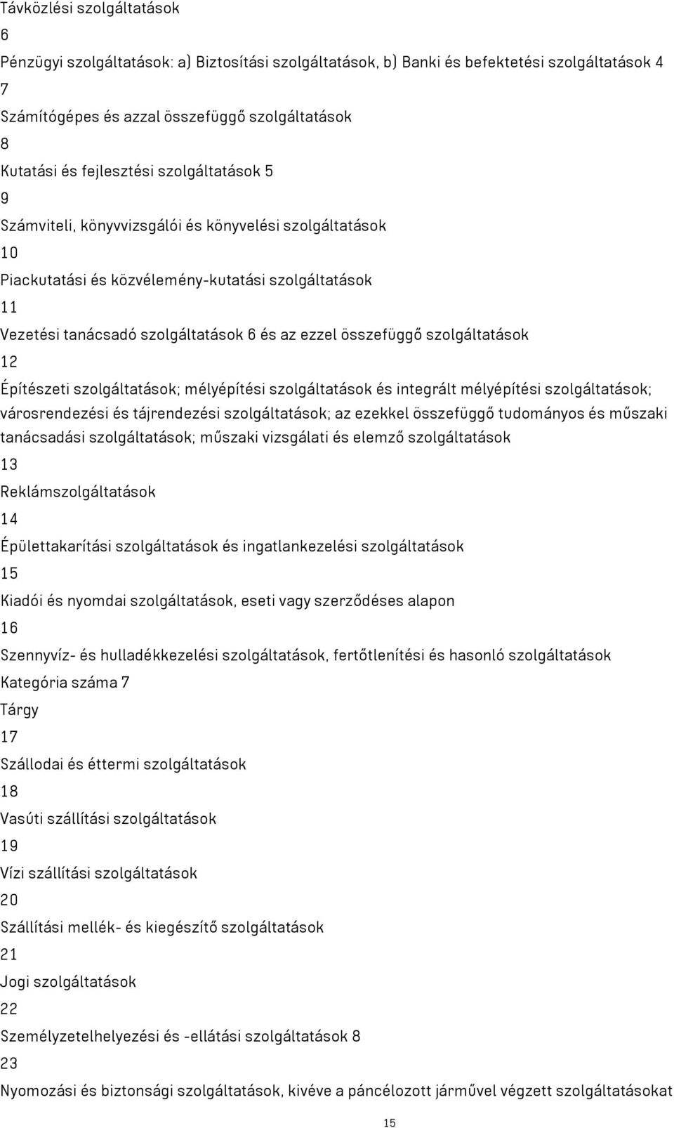 összefüggő szolgáltatások 12 Építészeti szolgáltatások; mélyépítési szolgáltatások és integrált mélyépítési szolgáltatások; városrendezési és tájrendezési szolgáltatások; az ezekkel összefüggő