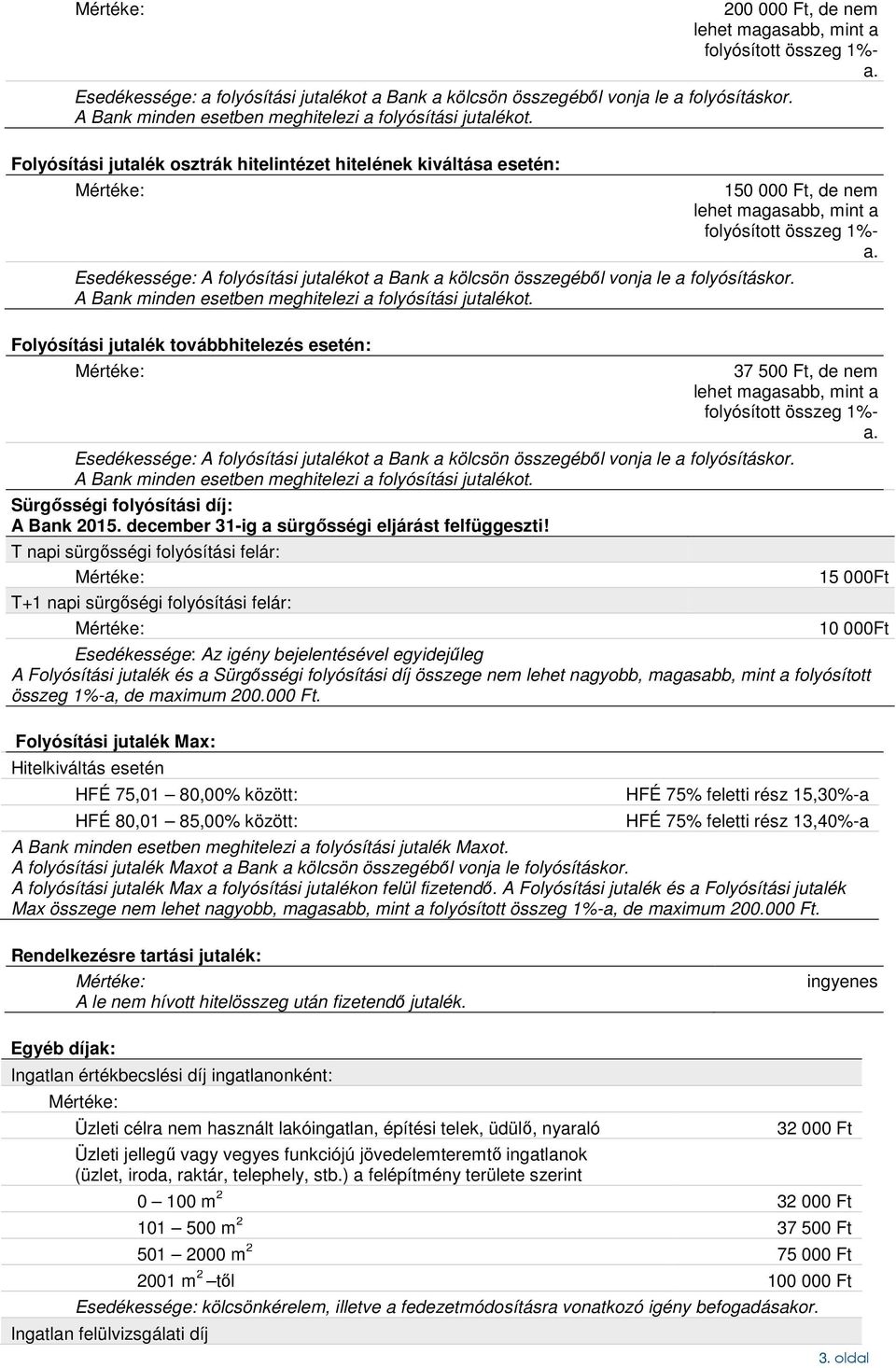 A Bank minden esetben meghitelezi a folyósítási jutalékot.