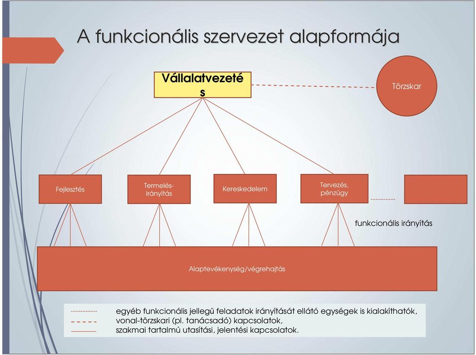 Alaptevékenység/végrehajtás egyéb funkcionális jellegű feladatok irányítását ellátó