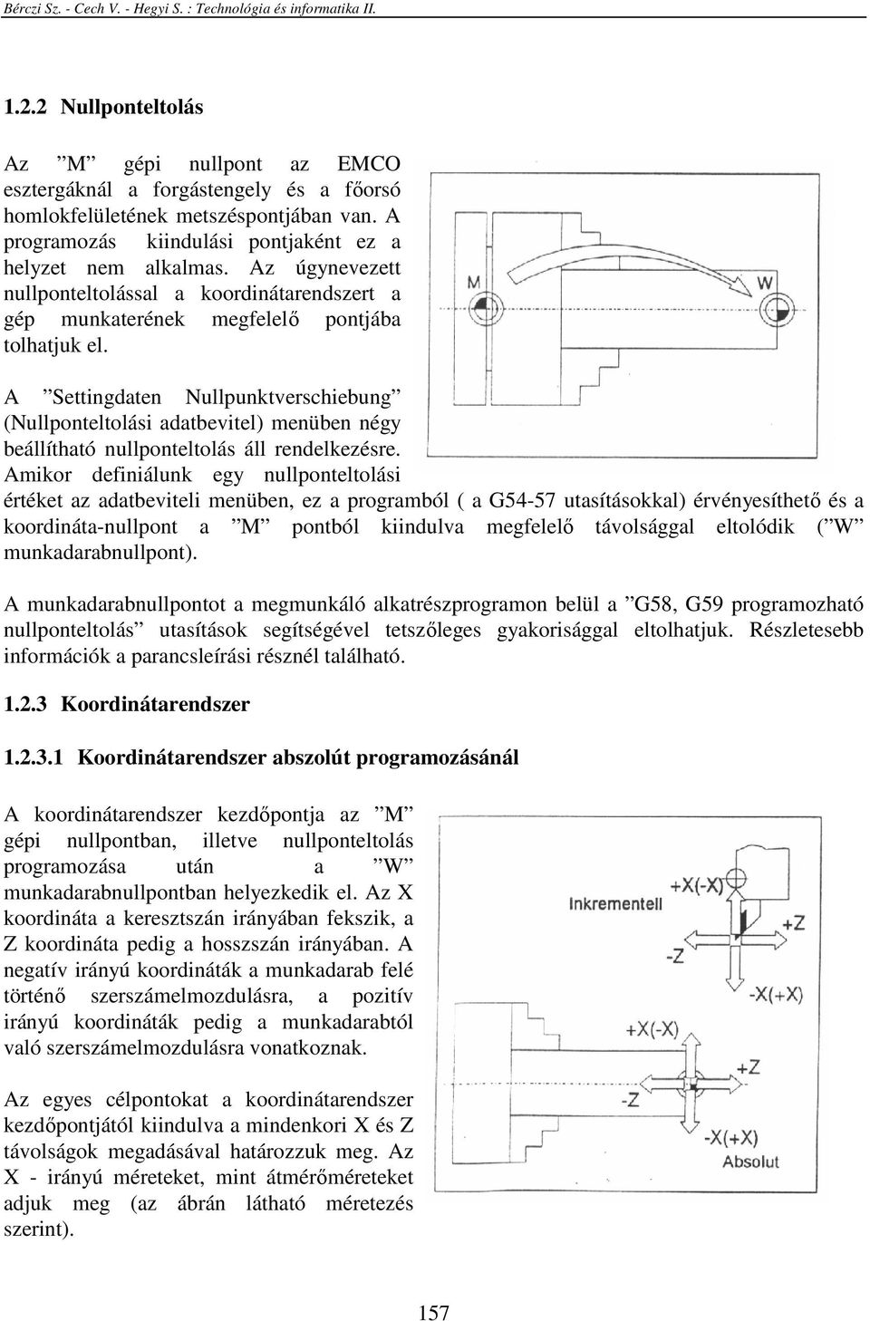 A Settingdaten Nullpunktverschiebung (Nullponteltolási adatbevitel) menüben négy beállítható nullponteltolás áll rendelkezésre.