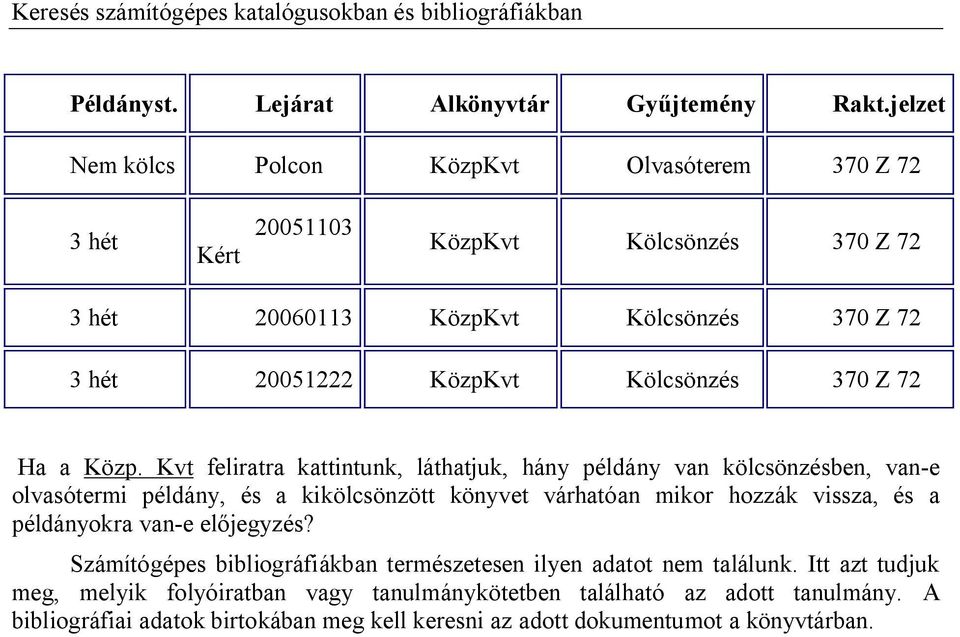 Kölcsönzés 370 Z 72 Ha a Közp.