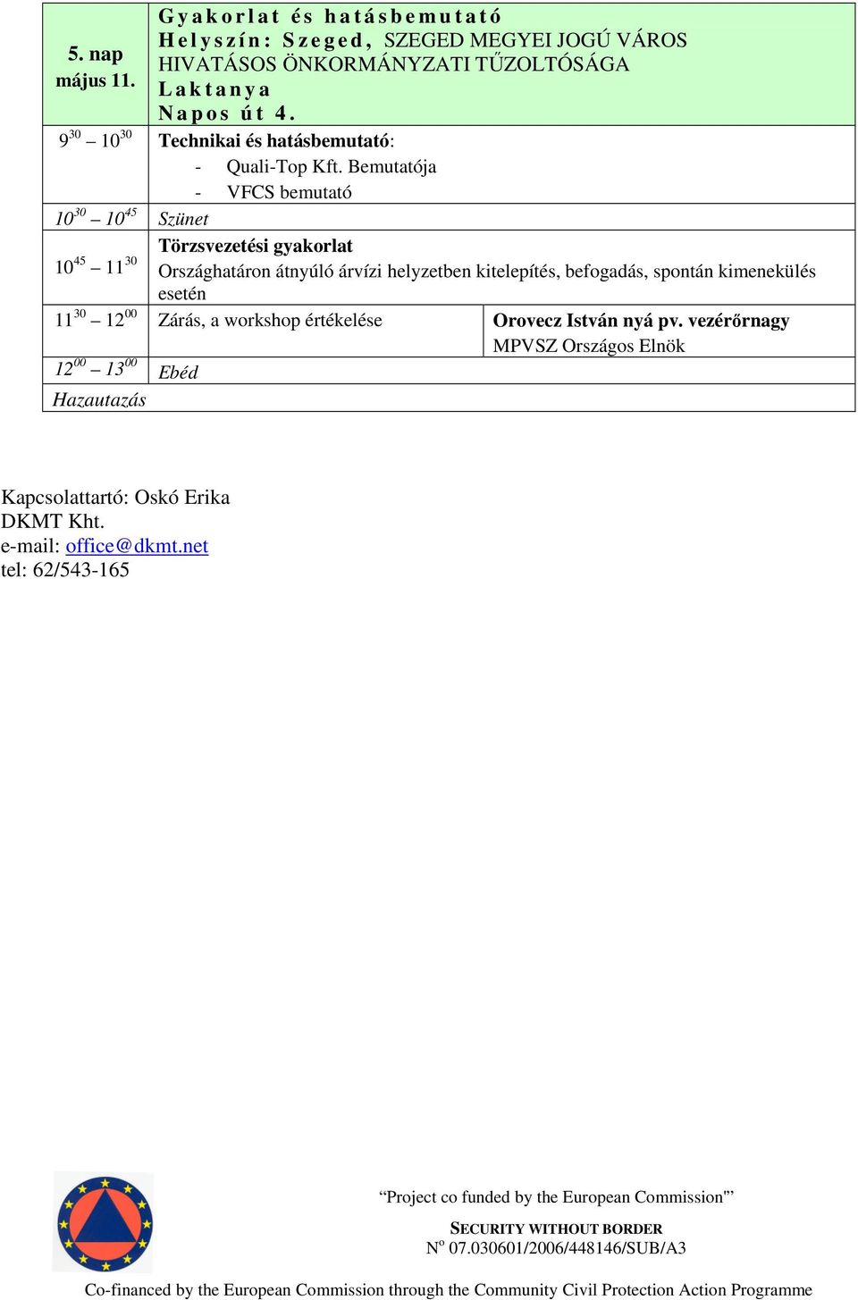 a N a p o s ú t 4. 10 45 11 30 9 30 10 30 Technikai és hatásbemutató: - Quali-Top Kft.