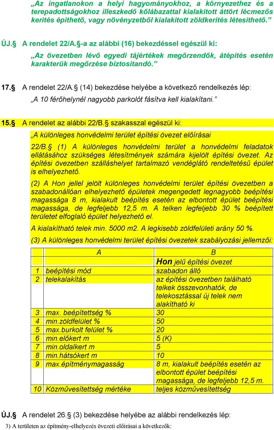 15. A rendelet az alábbi 22/B. szakasszal egészül ki: A különleges honvédelmi terület építési övezet előírásai 22/B.