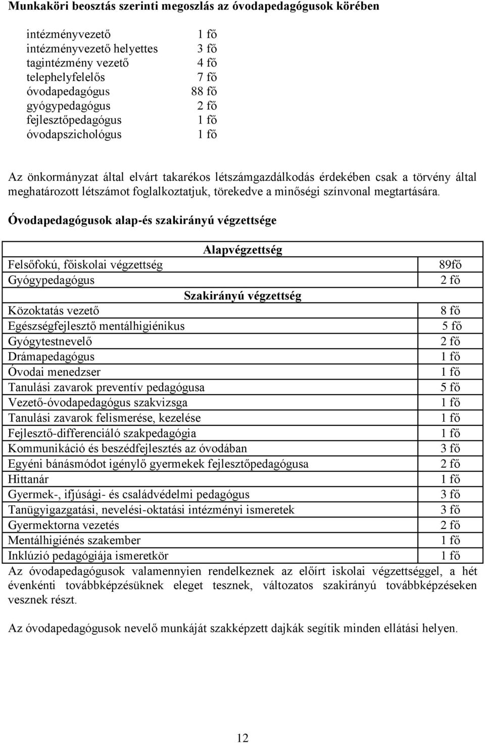 a minőségi színvonal megtartására.