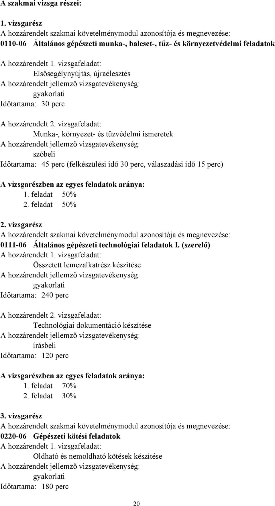 vizsgafeladat: Elsősegélynyújtás, újraélesztés A hozzárendelt jellemző vizsgatevékenység: gyakorlati Időtartama: 30 perc A hozzárendelt 2.