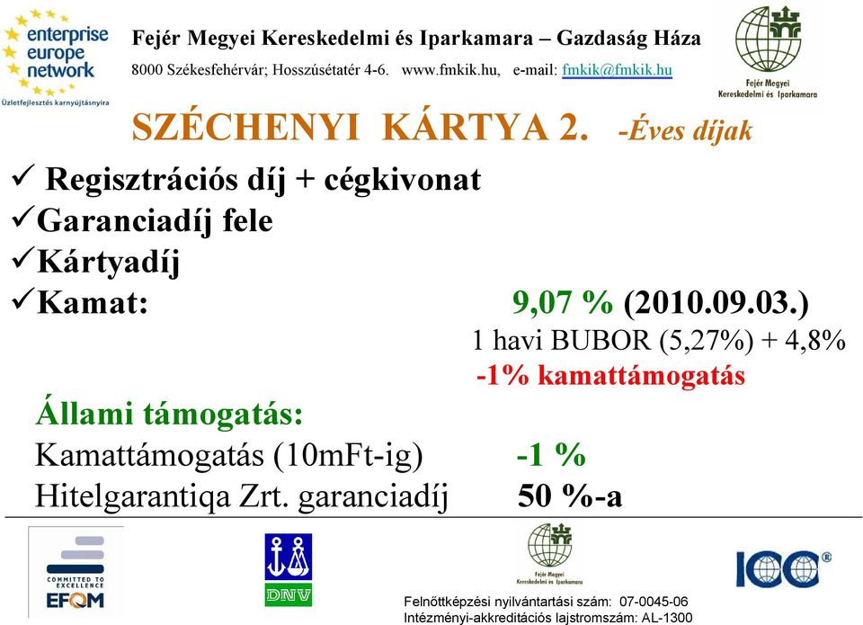 Kártyadíj Kamat: 9,07 % (2010.09.03.