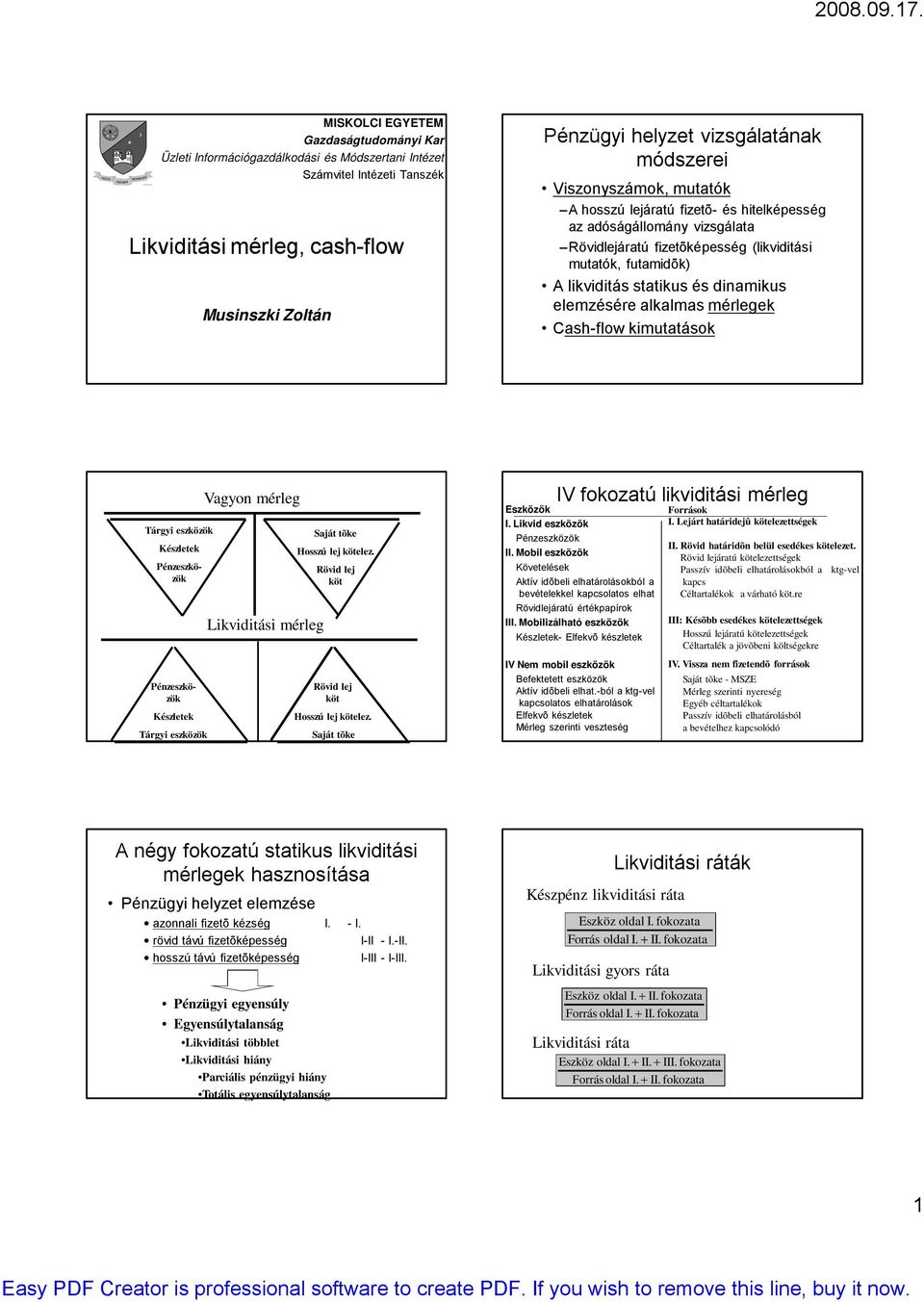 Likviditási mérleg, cash-flow - PDF Free Download