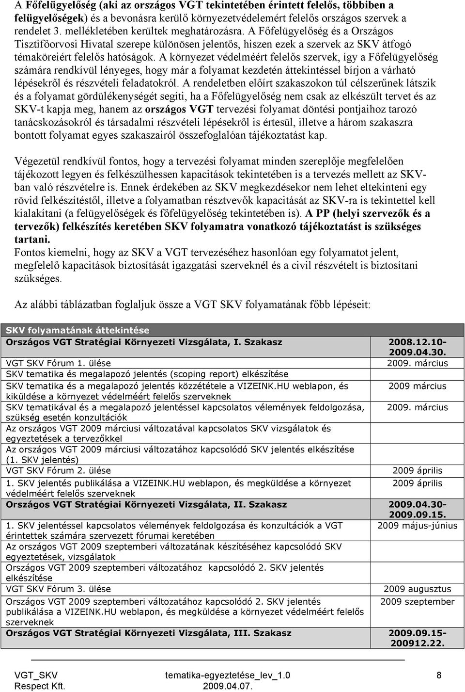 A környezet védelméért felelős szervek, így a Főfelügyelőség számára rendkívül lényeges, hogy már a folyamat kezdetén áttekintéssel bírjon a várható lépésekről és részvételi feladatokról.