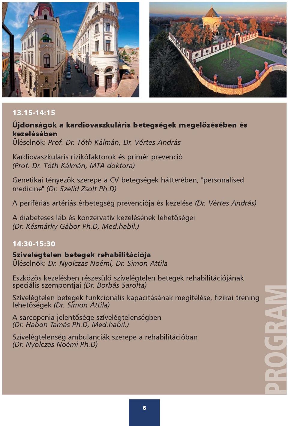 Szelíd Zsolt Ph.D) A perifériás artériás érbetegség prevenciója és kezelése (Dr. Vértes András) A diabeteses láb és konzervatív kezelésének lehetõségei (Dr. Késmárky Gábor Ph.D, Med.habil.