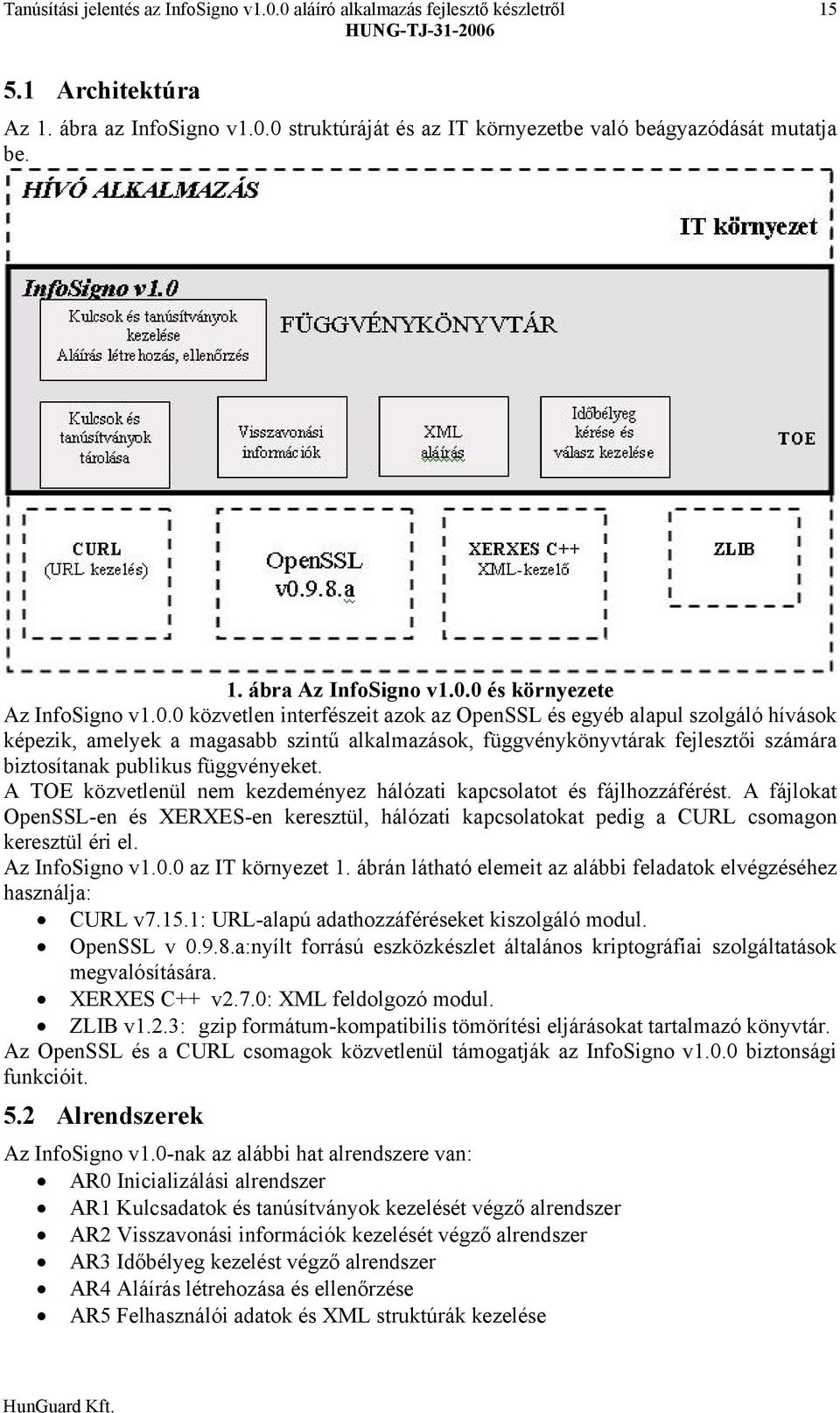 A TOE közvetlenül nem kezdeményez hálózati kapcsolatot és fájlhozzáférést. A fájlokat OpenSSL-en és XERXES-en keresztül, hálózati kapcsolatokat pedig a CURL csomagon keresztül éri el. Az InfoSigno v1.
