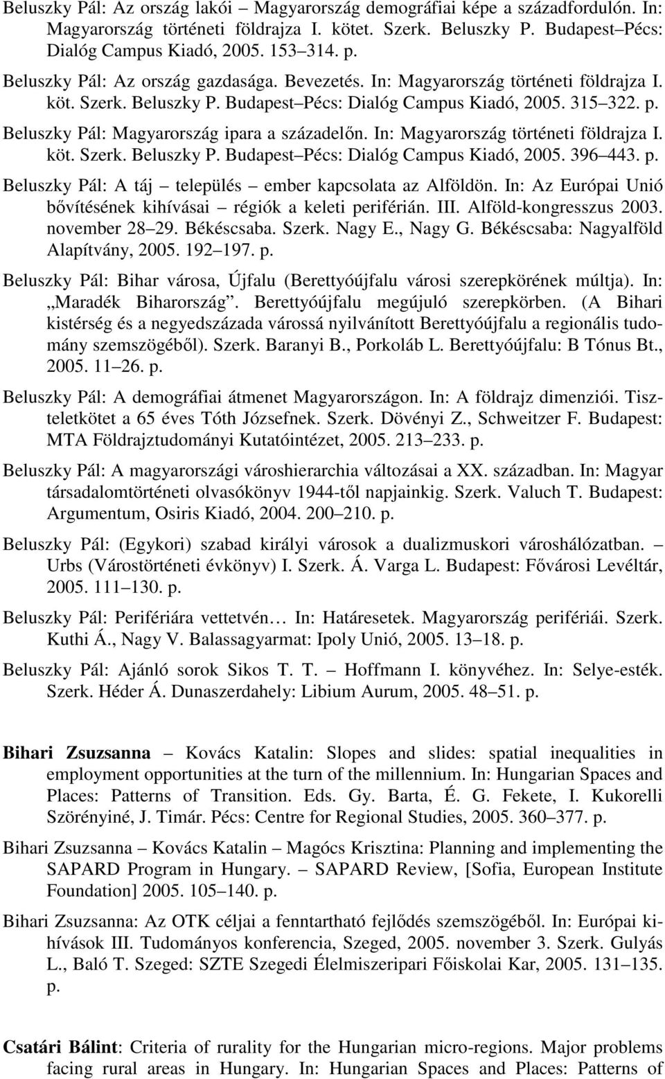 Beluszky Pál: Magyarország ipara a századelın. In: Magyarország történeti földrajza I. köt. Szerk. Beluszky P. Budapest Pécs: Dialóg Campus Kiadó, 2005. 396 443. p.