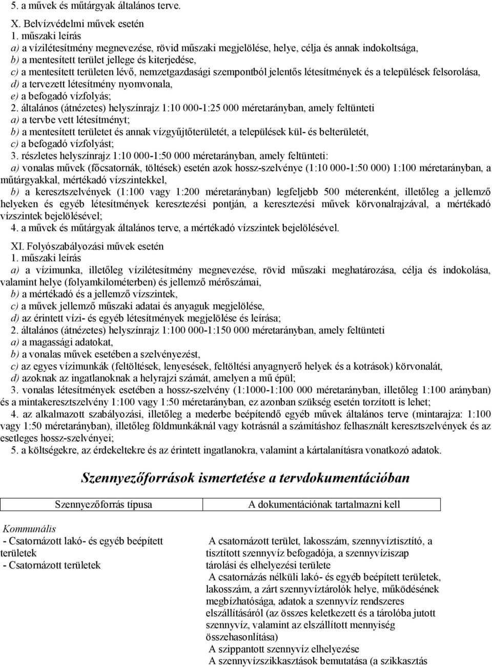 lévő, nemzetgazdasági szempontból jelentős létesítmények és a települések felsorolása, d) a tervezett létesítmény nyomvonala, e) a befogadó vízfolyás; 2.