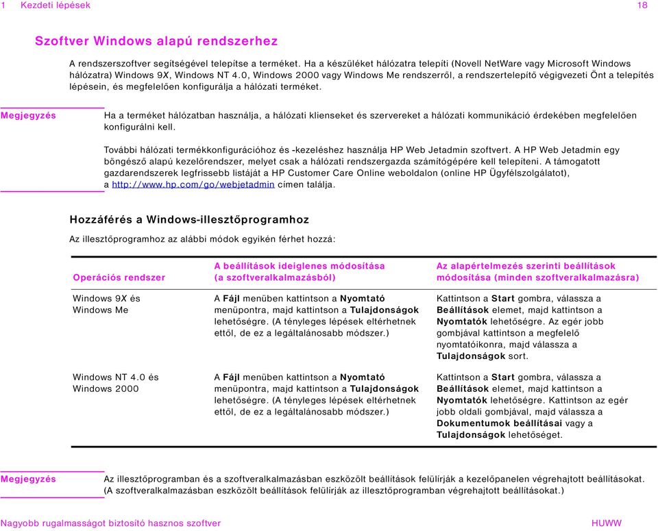 0, Windows 2000 vagy Windows Me rendszerről, a rendszertelepítő végigvezeti Önt a telepítés lépésein, és megfelelően konfigurálja a hálózati terméket.