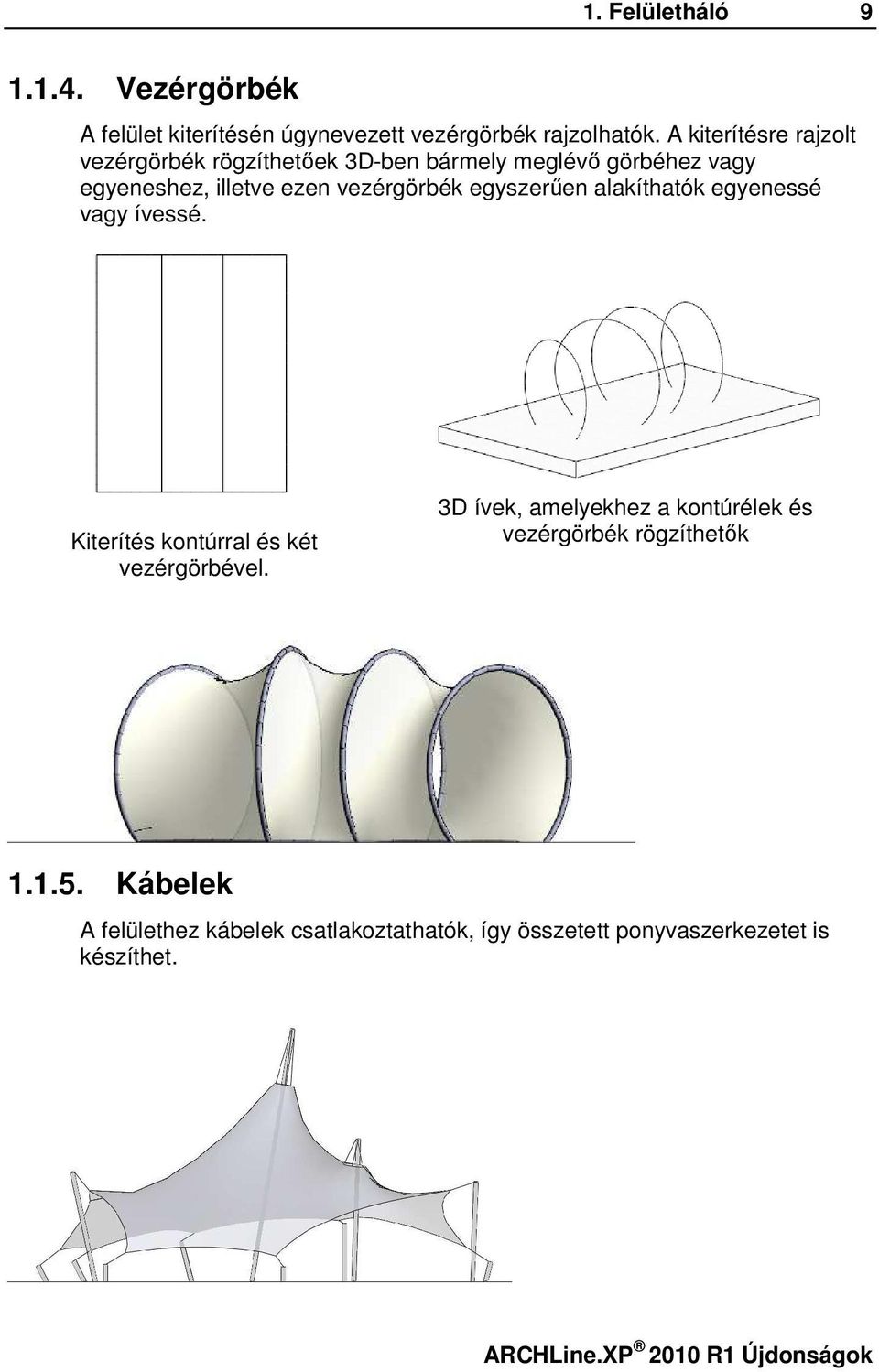egyszerűen alakíthatók egyenessé vagy ívessé. Kiterítés kontúrral és két vezérgörbével.