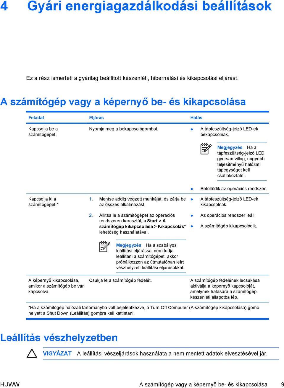 Megjegyzés Ha a tápfeszültség-jelző LED gyorsan villog, nagyobb teljesítményű hálózati tápegységet kell csatlakoztatni. Betöltődik az operációs rendszer. Kapcsolja ki a számítógépet.* 1.