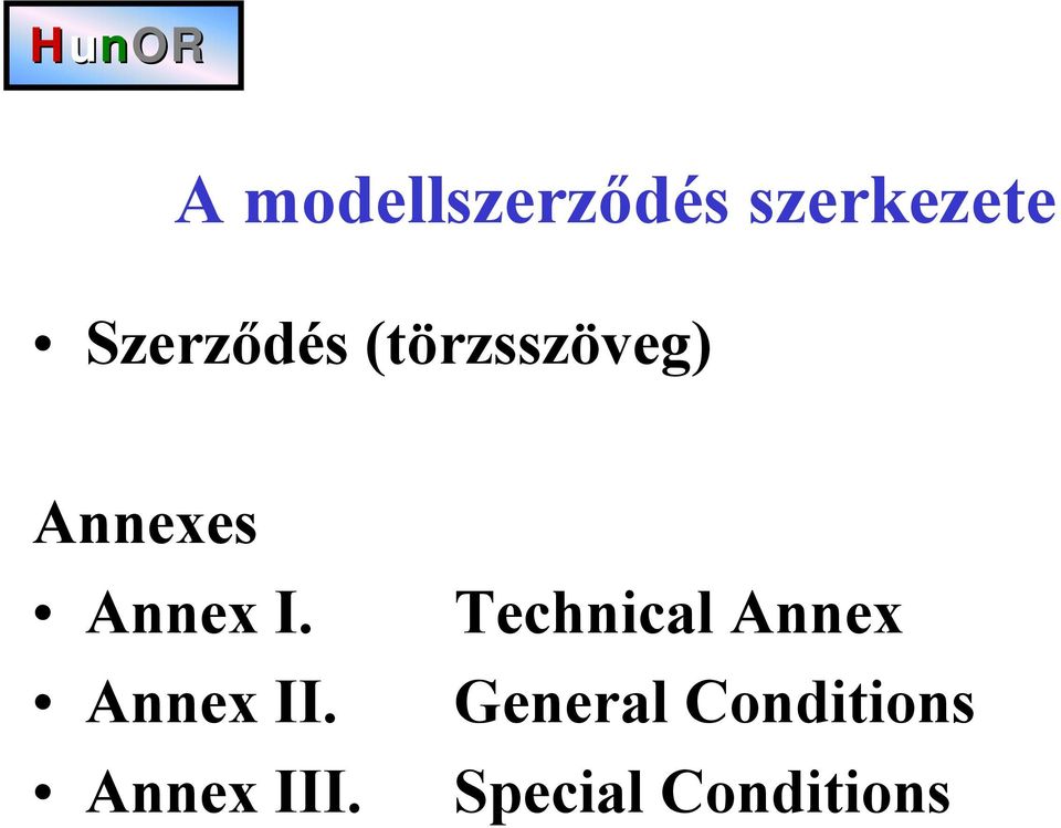 Annex I. Annex II. Annex III.