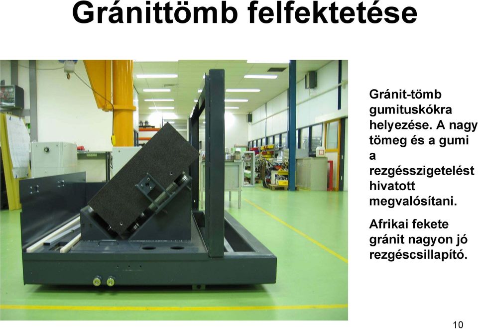 A nagy tömeg és a gumi a rezgésszigetelést