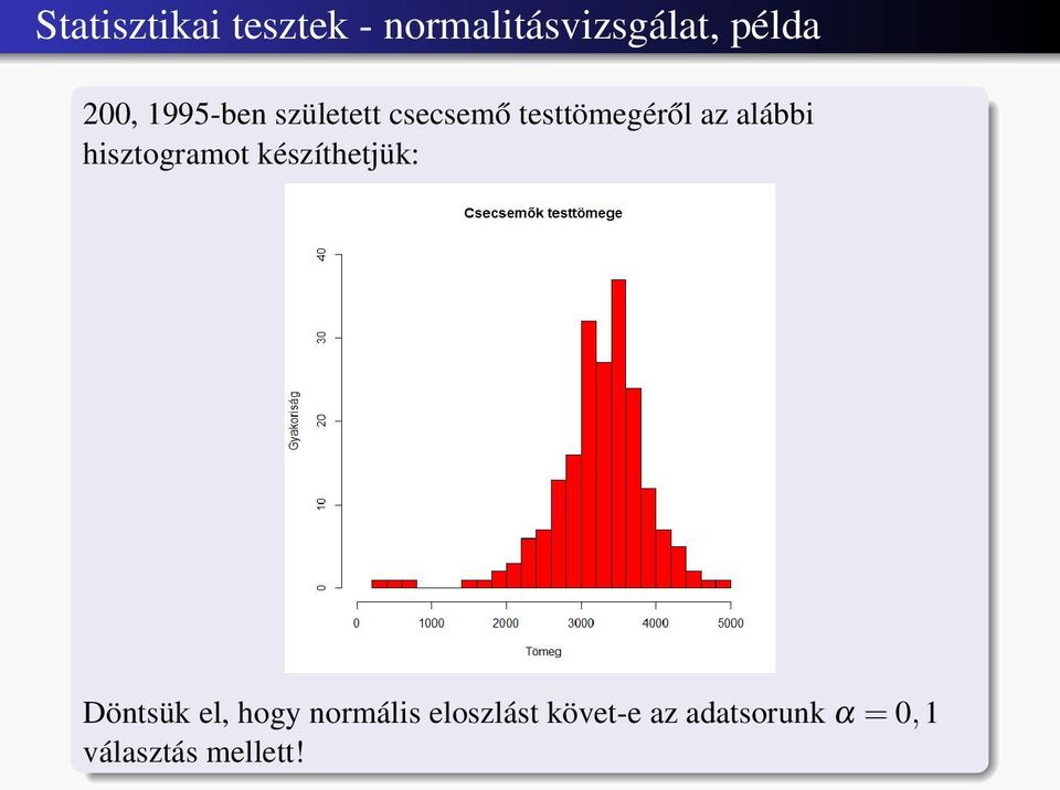 hisztogramot készíthetjük: Döntsük el, hogy normális