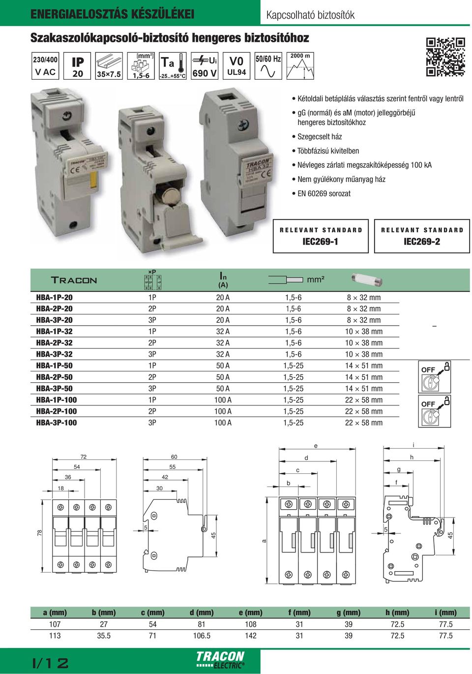 HBA-3P-20 3P 20 A 1,5-6 8 32 mm HBA-1P-32 1P 32 A 1,5-6 10 38 mm HBA-2P-32 2P 32 A 1,5-6 10 38 mm HBA-3P-32 3P 32 A 1,5-6 10 38 mm HBA-1P-50 1P 50 A 1,5-25 14 51 mm HBA-2P-50 2P 50 A 1,5-25 14 51 mm