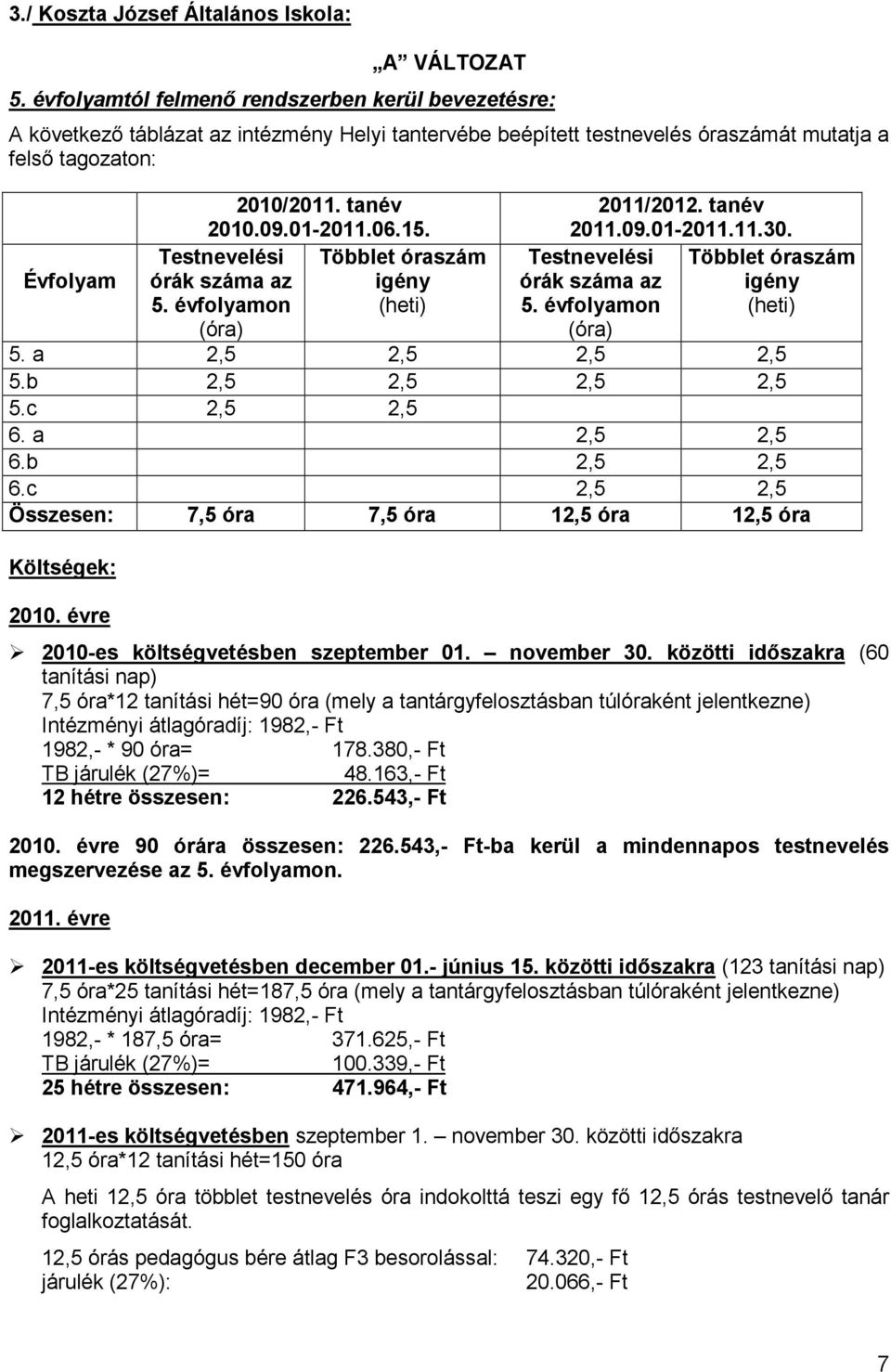 évre 2010-es költségvetésben szeptember 01. november 30.