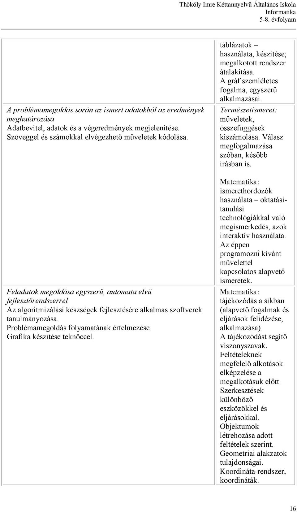 Grafika készítése teknőccel. táblázatok használata, készítése; megalkotott rendszer átalakítása. A gráf szemléletes fogalma, egyszerű alkalmazásai.