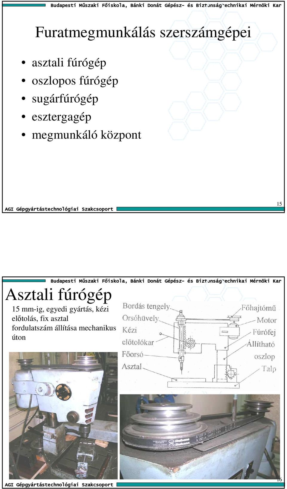 központ 15 Asztali fúrógép 15 mm-ig, egyedi gyártás,