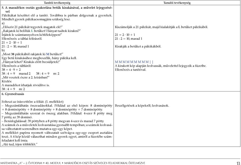 Maradékos osztás szöveges feladatokkal értelmezve - PDF Ingyenes letöltés