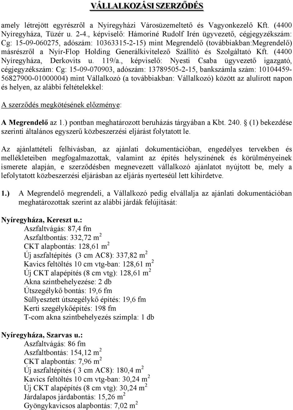 Szállító és Szolgáltató Kft. (4400 Nyíregyháza, Derkovits u. 119/a.