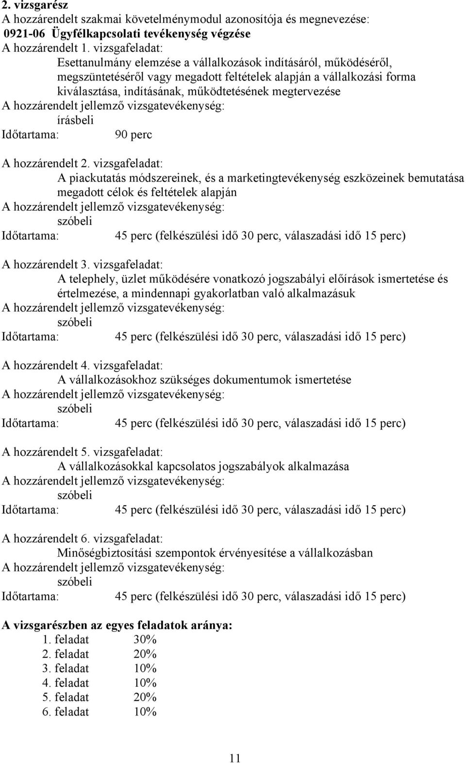 megtervezése írásbeli Időtartama: 90 perc A hozzárendelt 2.