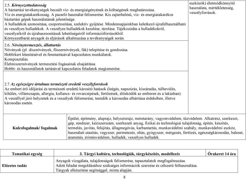 Mindennapjainkban keletkező újrafelhasználható és veszélyes hulladékok. A veszélyes hulladékok kezelése, tárolása.