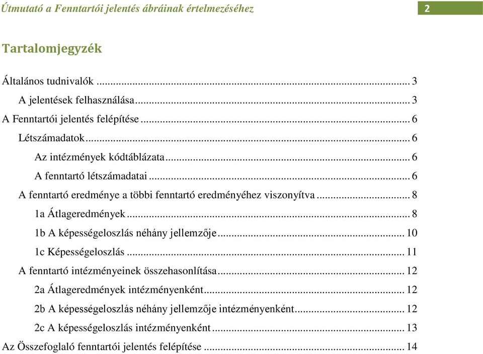 .. 8 1a Átlageredmények... 8 1b A képességeloszlás néhány jellemzője... 10 1c Képességeloszlás... 11 A fenntartó intézményeinek összehasonlítása.