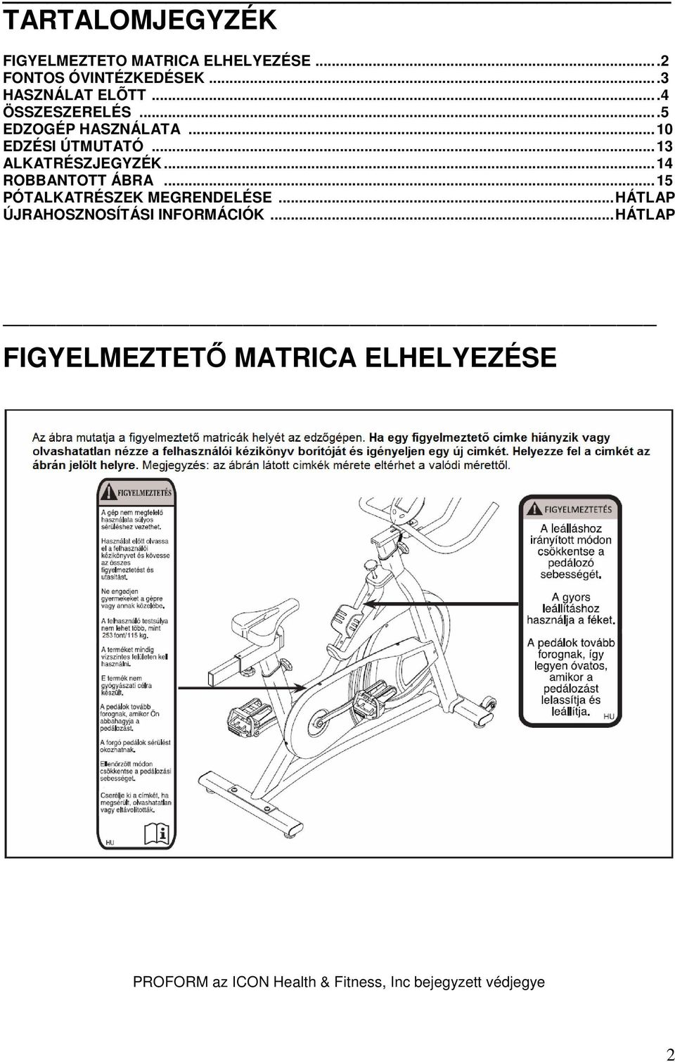 ..14 ROBBANTOTT ÁBRA...15 PÓTALKATRÉSZEK MEGRENDELÉSE...HÁTLAP ÚJRAHOSZNOSÍTÁSI INFORMÁCIÓK.