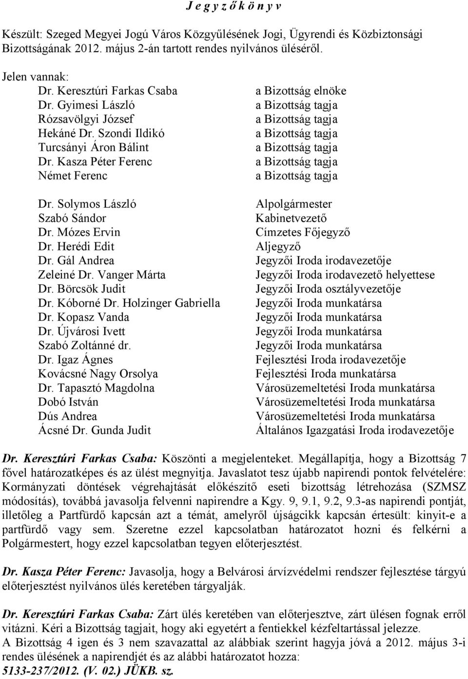 Herédi Edit Dr. Gál Andrea Zeleiné Dr. Vanger Márta Dr. Börcsök Judit Dr. Kóborné Dr. Holzinger Gabriella Dr. Kopasz Vanda Dr. Újvárosi Ivett Szabó Zoltánné dr. Dr. Igaz Ágnes Kovácsné Nagy Orsolya Dr.