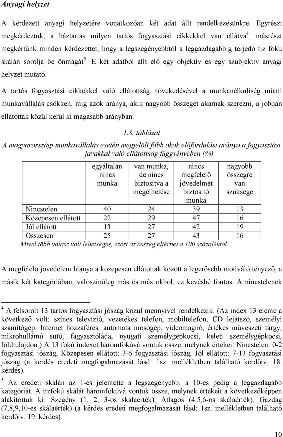 be önmagát 5. E két adatból állt elő egy objektív és egy szubjektív anyagi helyzet mutató.