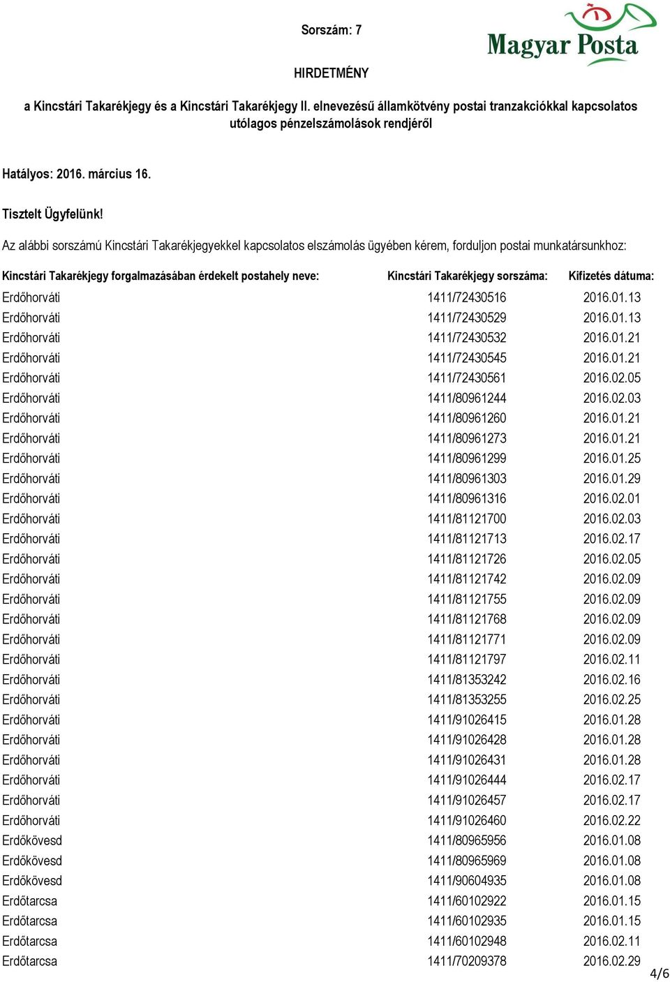 02.01 Erdőhorváti 1411/81121700 2016.02.03 Erdőhorváti 1411/81121713 2016.02.17 Erdőhorváti 1411/81121726 2016.02.05 Erdőhorváti 1411/81121742 2016.02.09 Erdőhorváti 1411/81121755 2016.02.09 Erdőhorváti 1411/81121768 2016.