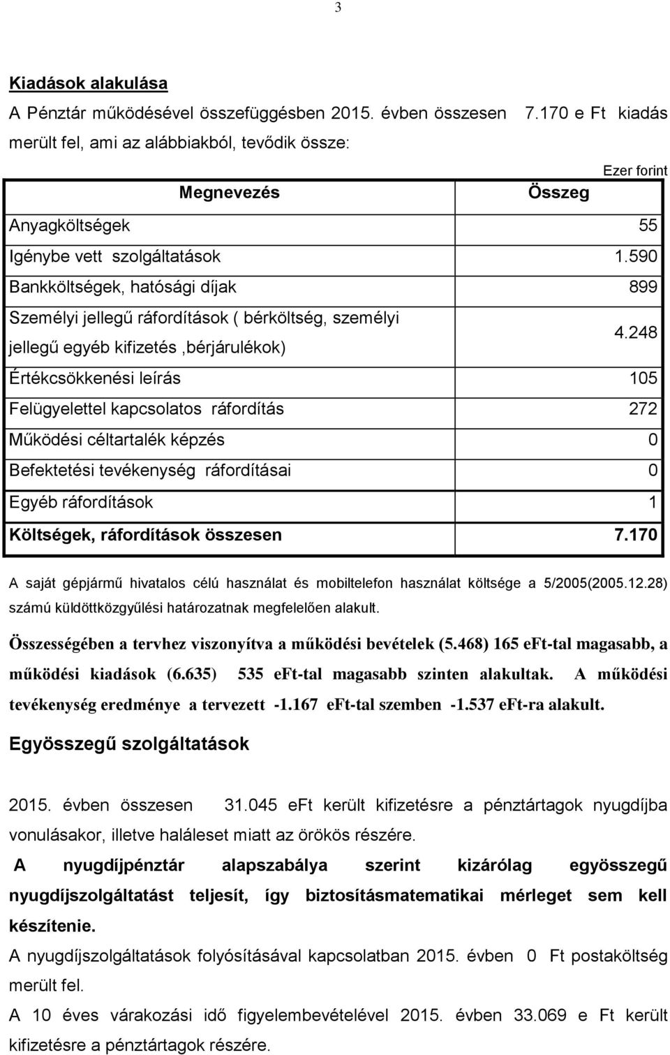 590 Bankköltségek, hatósági díjak 899 Személyi jellegű ráfordítások ( bérköltség, személyi jellegű egyéb kifizetés,bérjárulékok) 4.