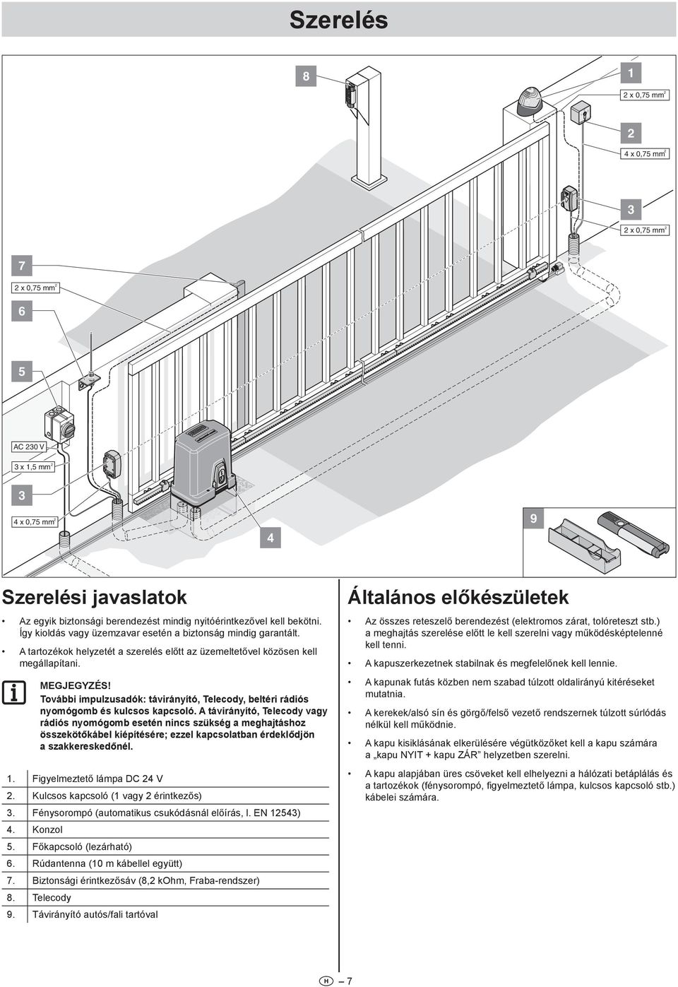 További impulzusadók: távirányító, Telecody, beltéri rádiós nyomógomb és kulcsos kapcsoló.