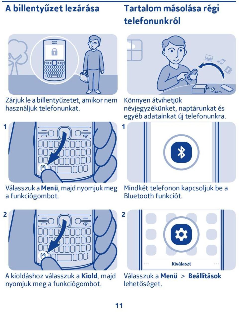 Könnyen átvihetjük névjegyzékünket, naptárunkat és egyéb adatainkat új telefonunkra.
