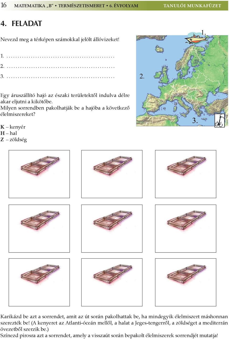 Milyen sorrendben pakolhatják be a hajóba a következő élelmiszereket?