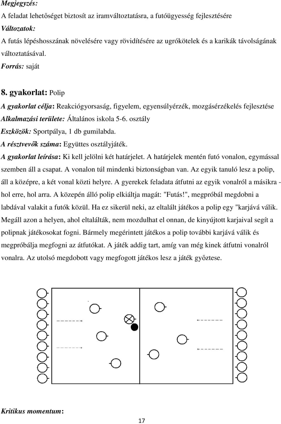 osztály Eszközök: Sportpálya, 1 db gumilabda. A résztvevők száma: Együttes osztályjáték. A gyakorlat leírása: Ki kell jelölni két határjelet.