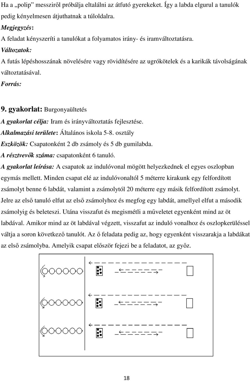 Változatok: A futás lépéshosszának növelésére vagy rövidítésére az ugrókötelek és a karikák távolságának változtatásával. Forrás: 9.