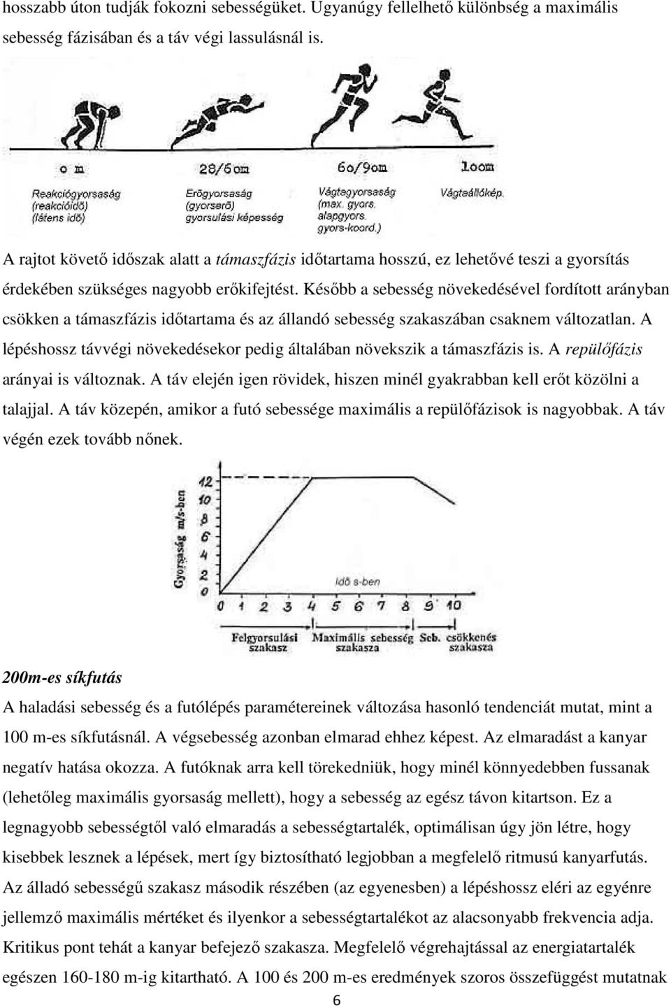 Később a sebesség növekedésével fordított arányban csökken a támaszfázis időtartama és az állandó sebesség szakaszában csaknem változatlan.