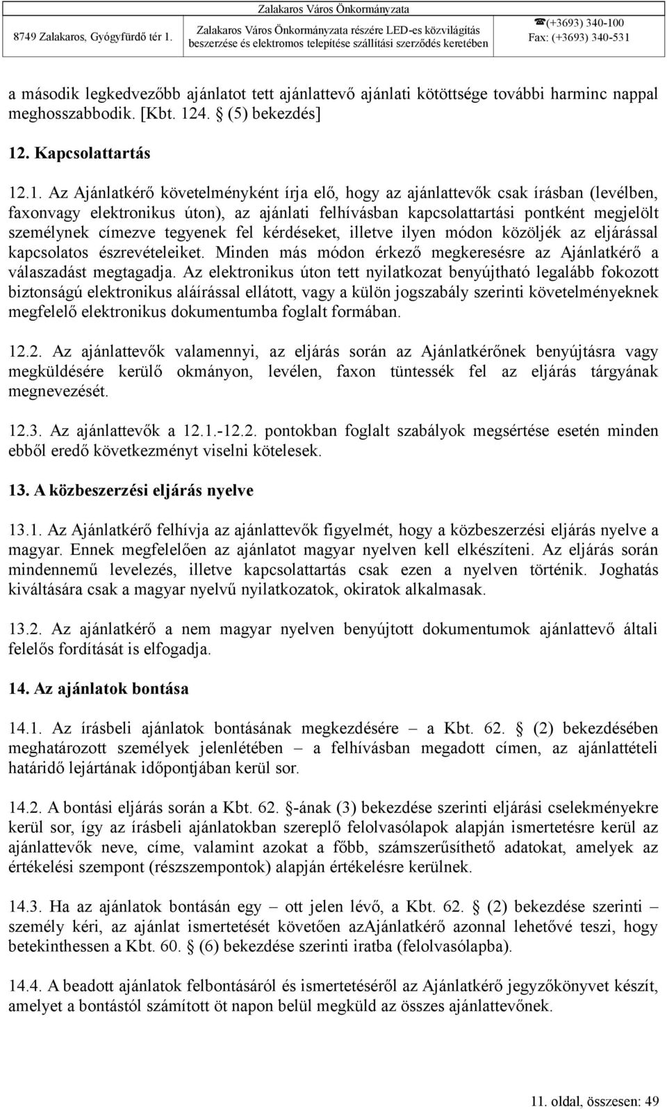 . Kapcsolattartás 12