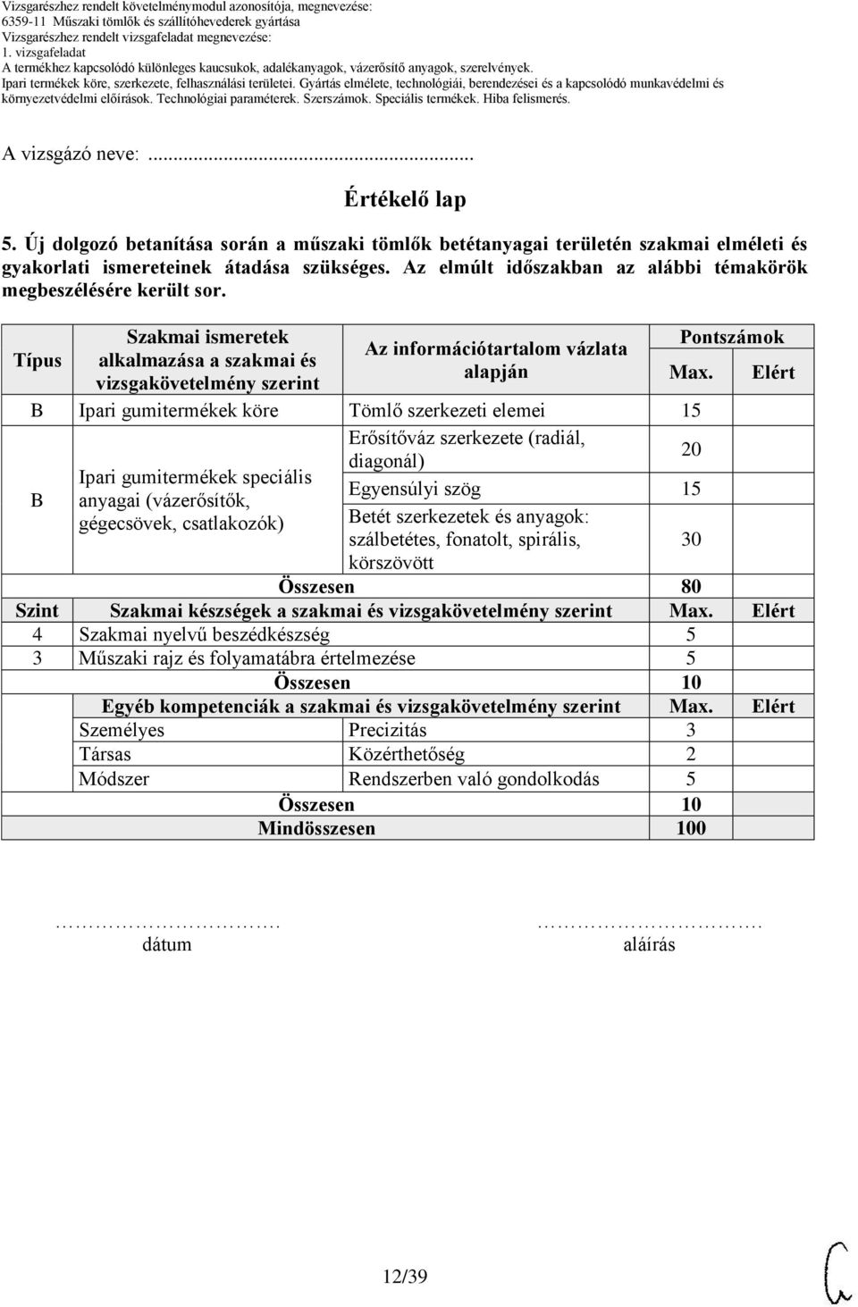 Elért Ipari gumitermékek köre Tömlő szerkezeti elemei 15 Erősítőváz szerkezete (radiál, 20 diagonál) Ipari gumitermékek speciális Egyensúlyi szög 15 anyagai (vázerősítők, gégecsövek, csatlakozók)