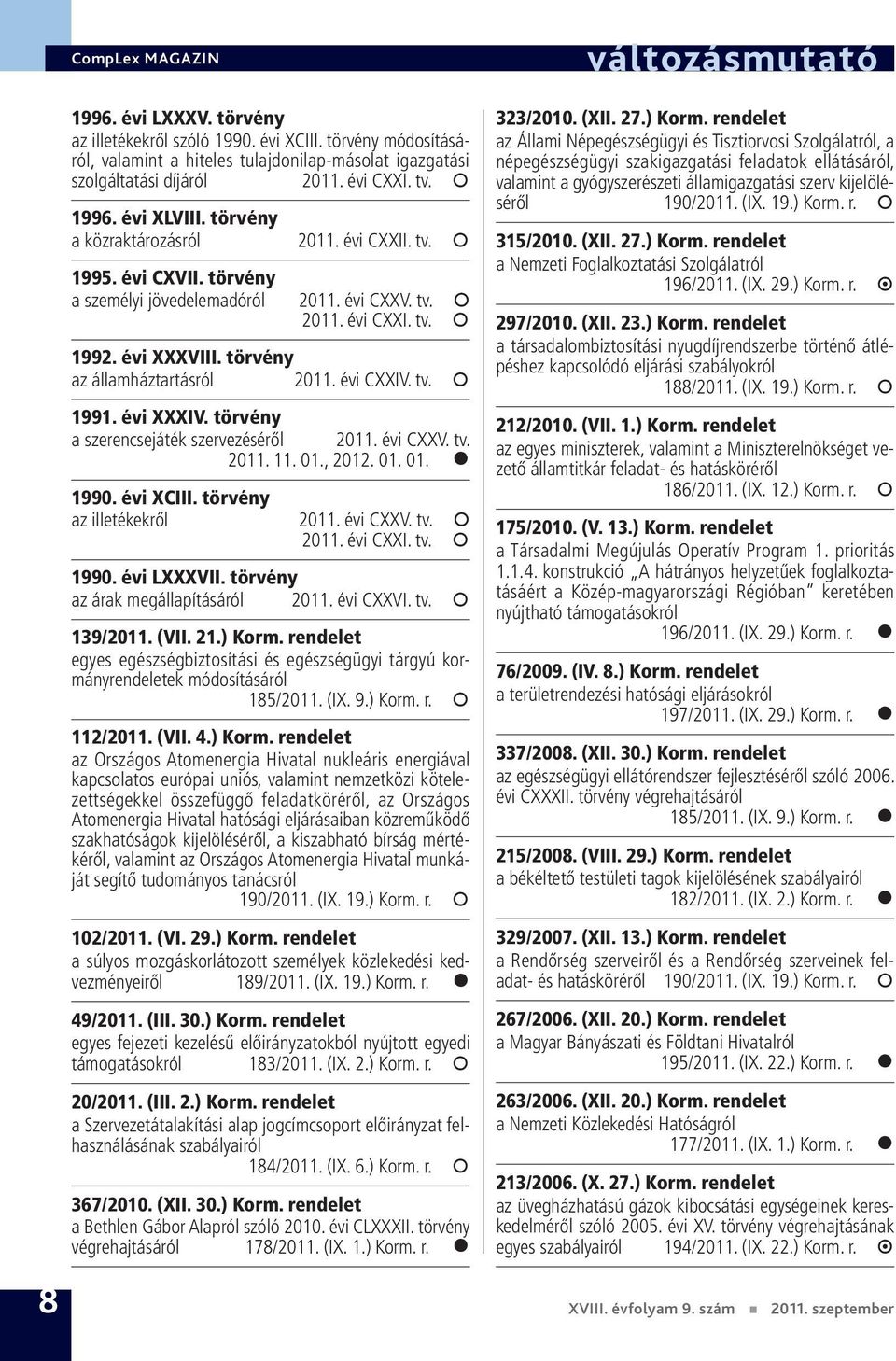 évi XXXIV. törvény a szerencsejáték szervezéséről 2011. évi CXXV. tv. 2011. 11. 01., 2012. 01. 01. 1990. évi XCIII. törvény az illetékekről 2011. évi CXXV. tv. 1990. évi LXXXVII.