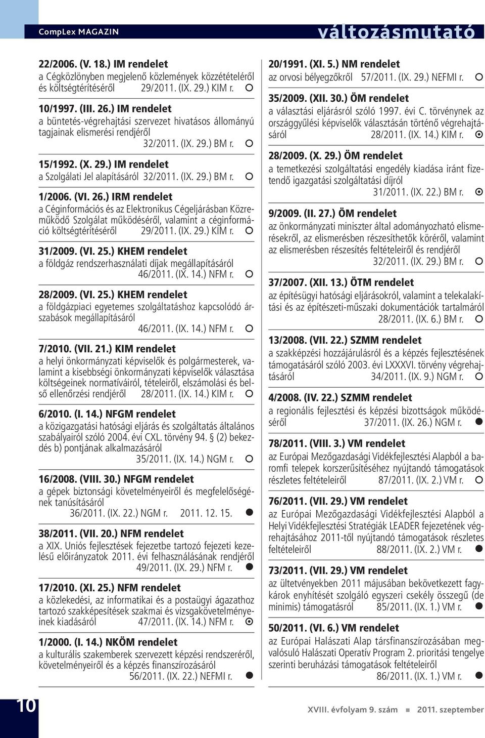 (VI. 26.) IRM rendelet a Céginformációs és az Elektronikus Cégeljárásban Közreműködő Szolgálat működéséről, valamint a céginformáció költségtérítéséről 29/2011. (IX. 29.) KIM r. 31/2009. (VI. 25.