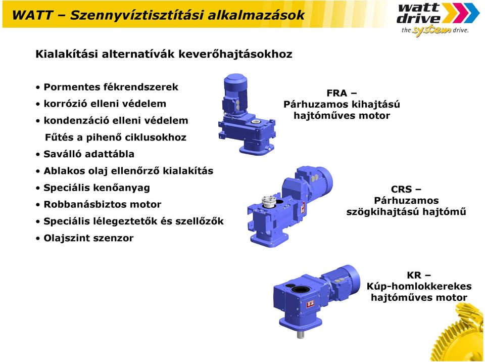 ciklusokhoz Saválló adattábla Ablakos olaj ellenırzı kialakítás Speciális kenıanyag Robbanásbiztos motor CRS