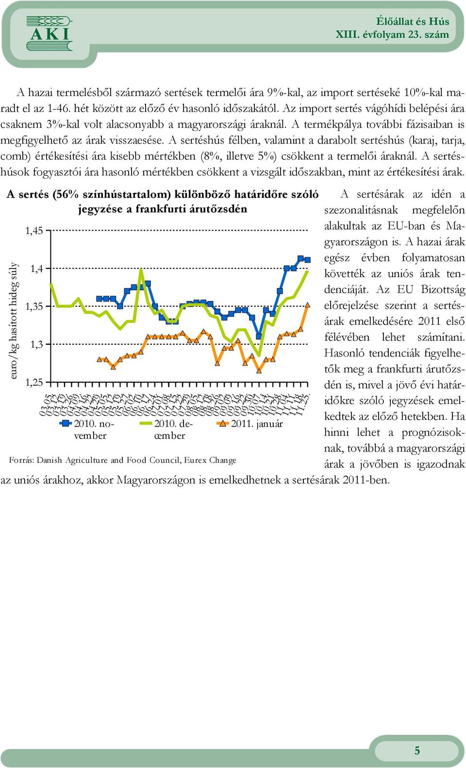 A sertéshús félben, valamint a darabolt sertéshús (karaj, tarja, comb) értékesítési ára kisebb mértékben (8%, illetve 5%) csökkent a termelıi áraknál.